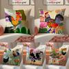 Rooster Doodle Art Pillow Case Comfort Sofa Bed Silky Elegant Invisible Zipper Decorative Cushion Cover