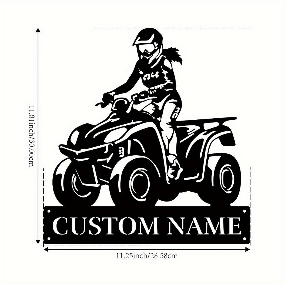 1pc Custom Lass On Quad Bike Metal Wall Art, Personalized Rustic Sign for Home, Lounge, Office, Veranda, Deck, Gift
