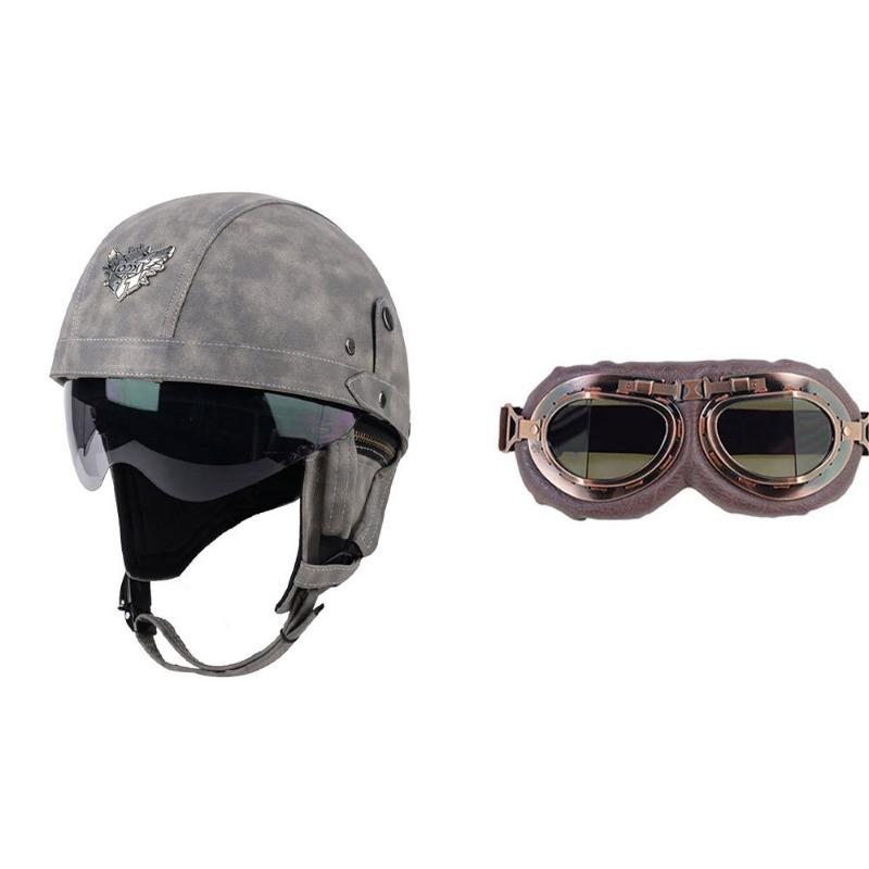Vintage Personality Helmet Lens Standard Motorcycle Half Helmet Scooter Cruise Leather Helmet Prince Helmet