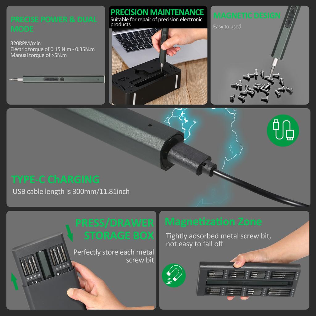 Lithium Electric Screwdriver 82 In 1 Precision Screwdriver Set Precision Hand Screwdriver Bit Set with 64 Magnetic Bits