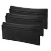 3Pcs Front Zipper Pencil Cases MultiFunction Bag Large Capacity Neoprene Portable Stationery Storage(Black )
