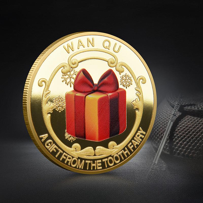 Kinderzähne Ersatz Gedenkspielzeug Zähne Fee Gedenkmünze Goldmünze Farbige Gemäldesammlung Kunsthandwerk Kindergeburtstagsgeschenk