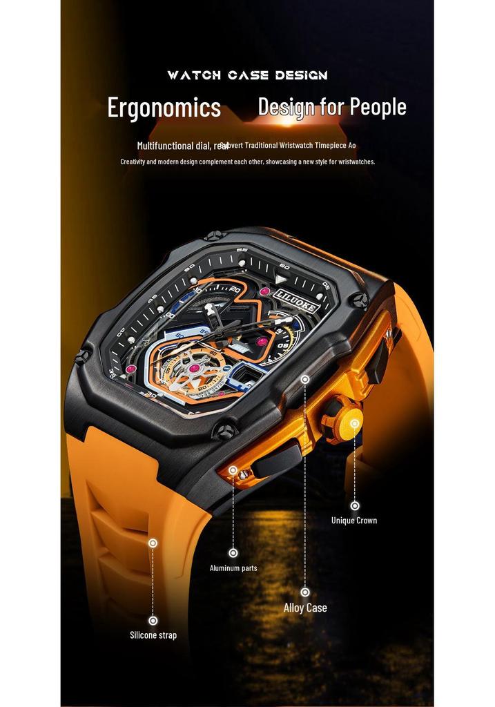Orologio Sportivo SVJ da Uomo di Alta Gamma Scheletro 3D Luminoso Impermeabile al Quarzo