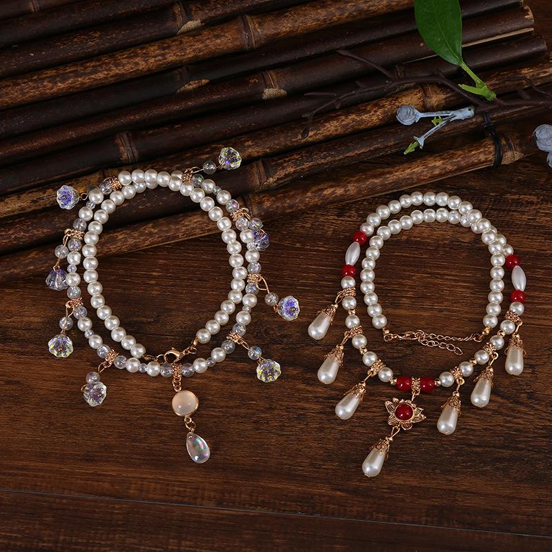 Vintage náhrdelník Cheongsam: Starověký styl Hanfu s Yingluo, Retro pohádkový design, Inspirovaný trendy Douyin.