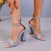 Fashion Heel Sandals Women Rhinestone Sexy Transparent High Heels Sandals Female New Summer Party Dress Shoes Ladies Pumps Plus Size