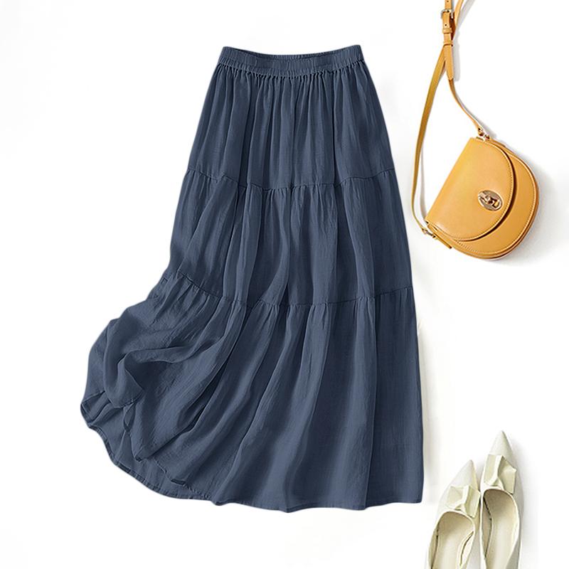 

ZANZEA Женские повседневные свободные летние длинные юбки с эластичной резинкой на талии 4XL темно-синий