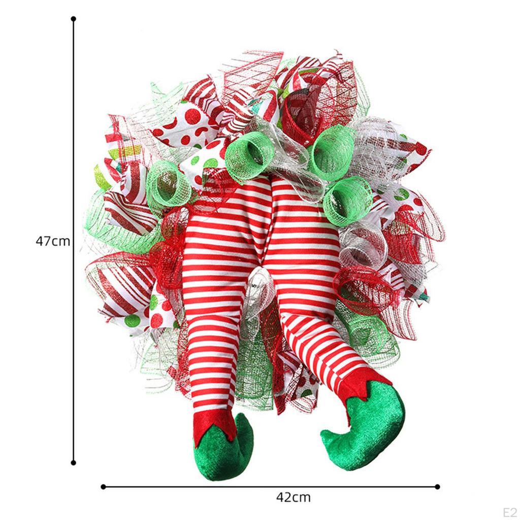 Christmas Elf Leg Wreath Xmas Tree Decoration Nordic Ornament Wall Hanging for Home