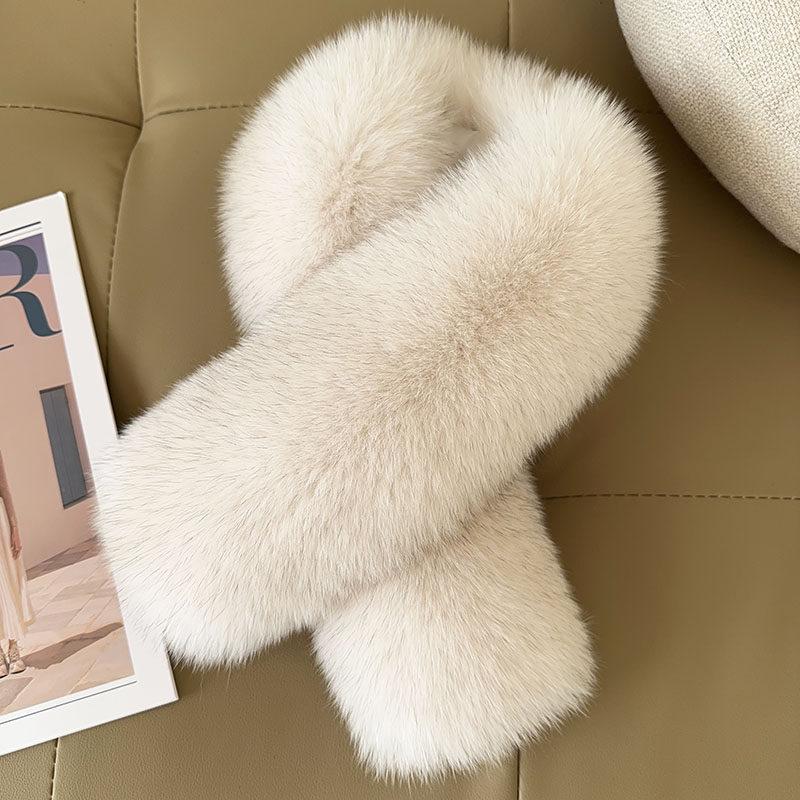 Fox Fur Square Scarf Winter New Ladies Real Warm Whole Fur Collar All-Match Solid Pattern