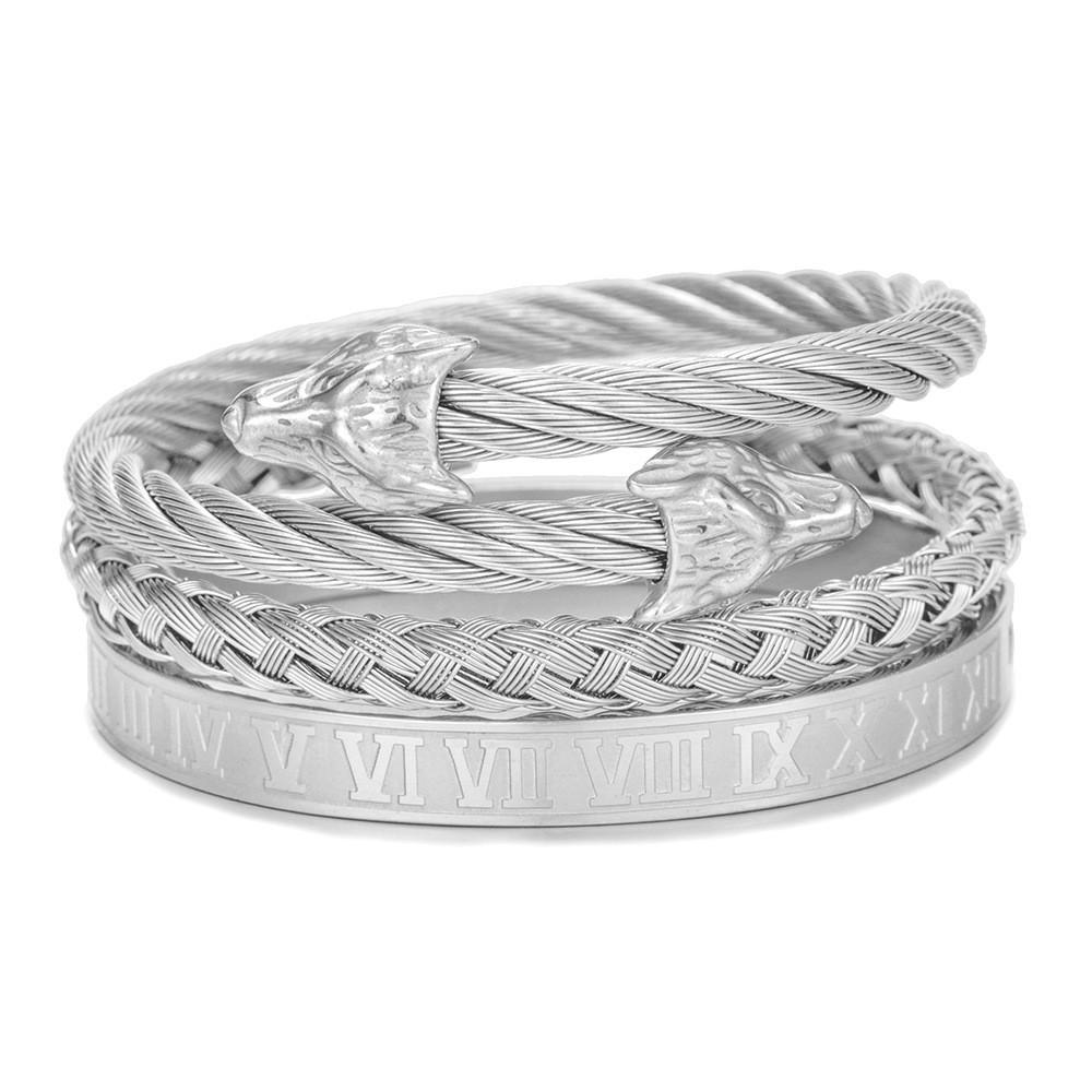Geometrisches Offenes Armreif aus Titanstahl für Herren und Damen Trendiger Schmuck Geschenk für Reisen
