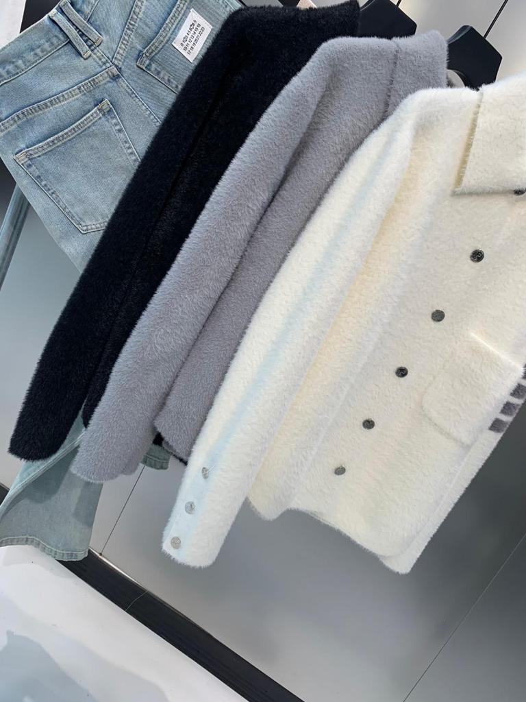 Autumn/Winter Four-Bar Stripe Loose Cardigan