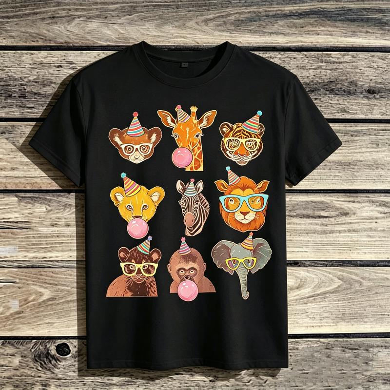 Animal Party Cute Zoo Animals Graphic TShirt for Unisex Unisex Kids 100 Cotton Casual Summer Streetwear Gift