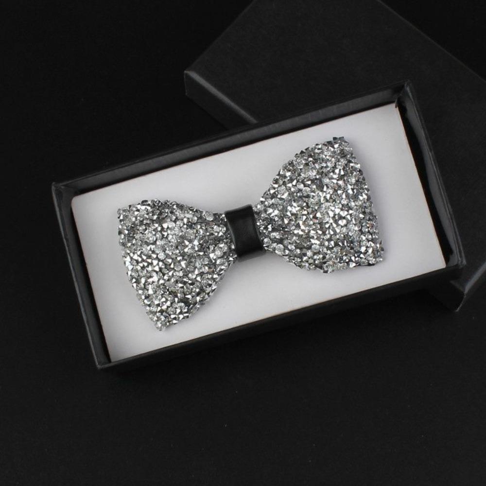 

Adjustable Neckband Sparkly Bow Tie Formal Glitter Crystal Necktie Banquet Occasion