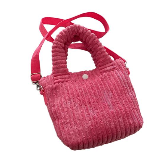 Corduroy Shoulder Bag Women Solid Color Crossbody Purse Handbag with Adjustable Shoulder Strap Top Handle for Street Commuting Daily Errands