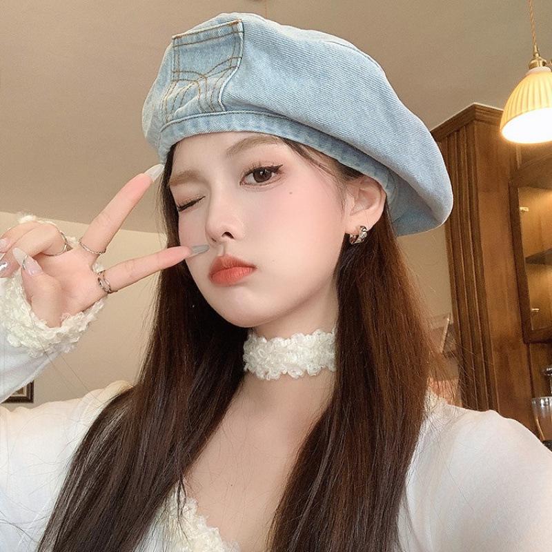 Spring Summer Denim Beret Cap For Women Outdoor Travels Berets Girls Gorra Inglesa Hombre Sombreros De Mujer