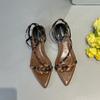 Fashion Female Shallow Footwear Ladies Low Heel Sandals Shoes Summer Spring Fashion Pointed Toe Elegant Women Heeled Sandals Shoes