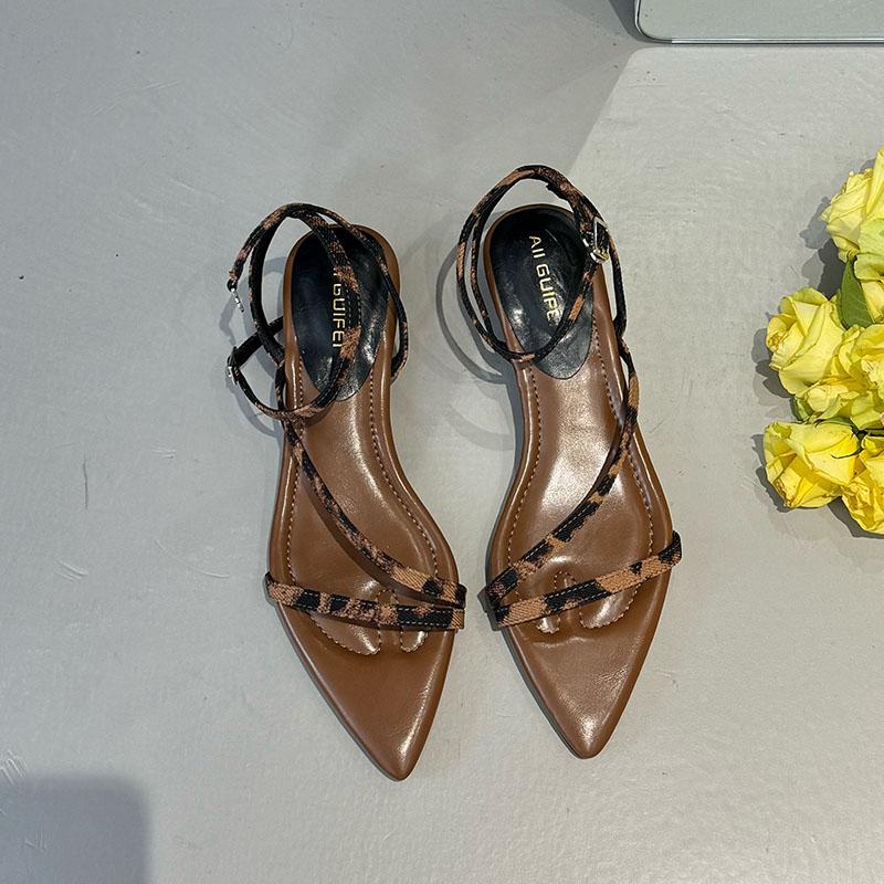 Fashion Female Shallow Footwear Ladies Low Heel Sandals Shoes Summer Spring Fashion Pointed Toe Elegant Women Heeled Sandals Shoes