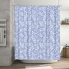 Leaf Pattern Shower Curtain: White and Light Blue Waterdrop Design for Bathrooms Decor Washable Fabric Bathroom Accessories