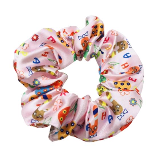 Women Hair Tie High Elasticity Colorful Easter Egg Print Hair Scrunchy Smooth Satin Texture Ponytail Holder Versatile Hair Accessory