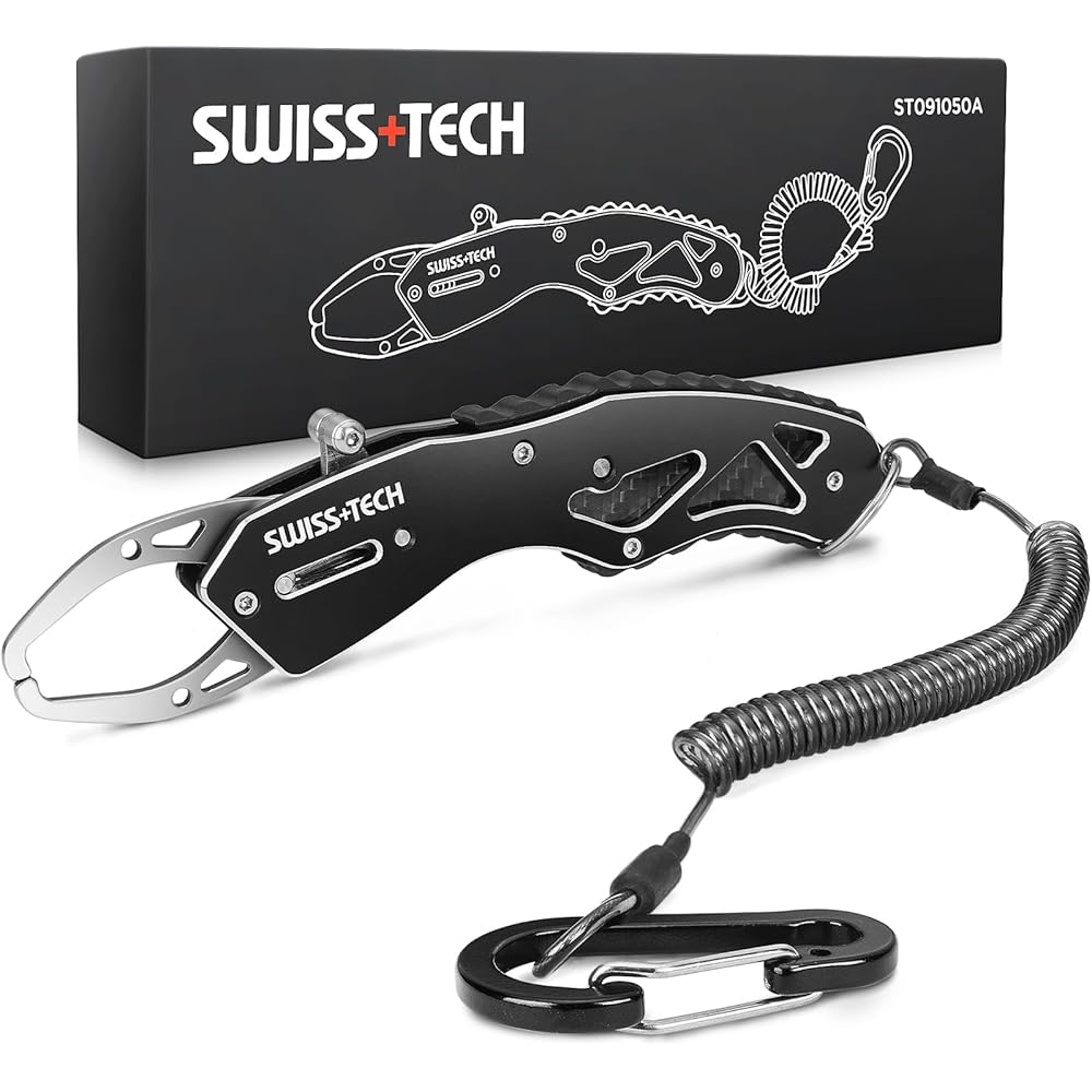 Swiss+Tech Fish Grip Aluminum Fish Catcher 18kg Load Lightweight Compact Fishing Tool