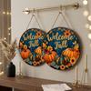 Rustic Welcome Fall Round Wooden Sign Vintage Style Autumn Harvest Wall Decor  Thanksgiving