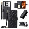 For Xiaomi Poco X6 Pro 5G/Redmi K70E 5G Crossbody Leather Case Wallet Stand Rhombus Mobile Cover