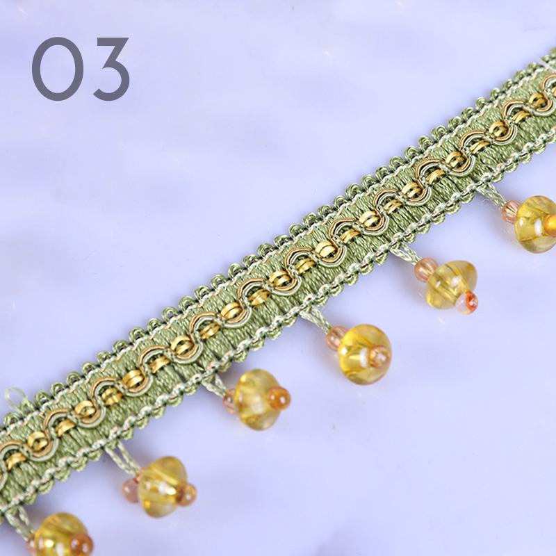 12M European Style Crystal Pumpkin Bead Curtain Fringe Trimming Upholstery DIY Curtain Lace Trim Tassel Sewing Decor Accessories