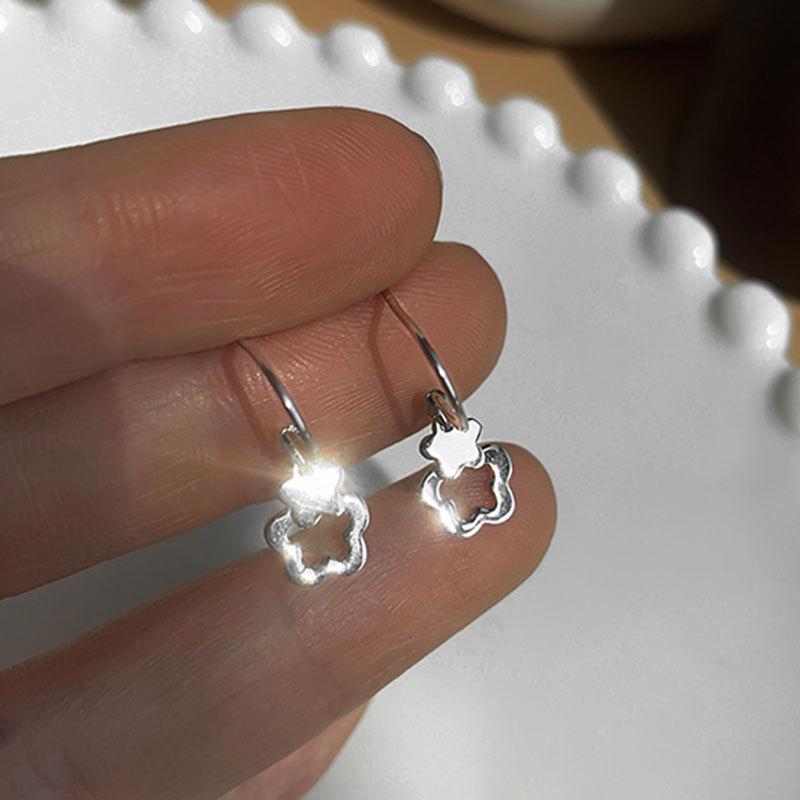 

Серьги с полыми двойными цветами в корейском стиле, милые и нишевые серьги, студенческий тренд