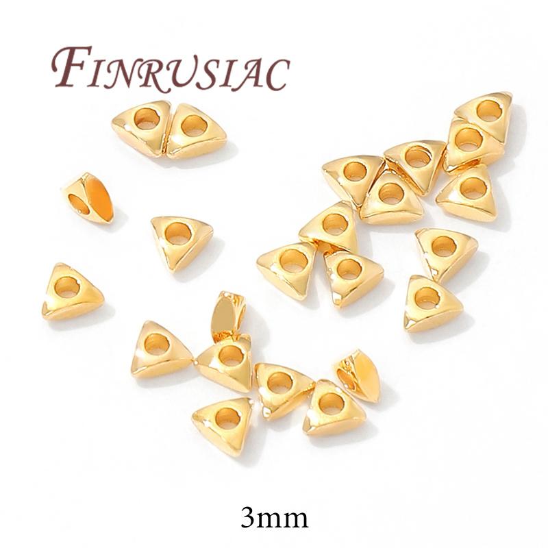 

3mm Spacer Beads 18K Gold Plated Triangle Shape Beads,Separators For Beads,DIY Necklace/Bracelets Accessories,Jewelry Making 50 pcs