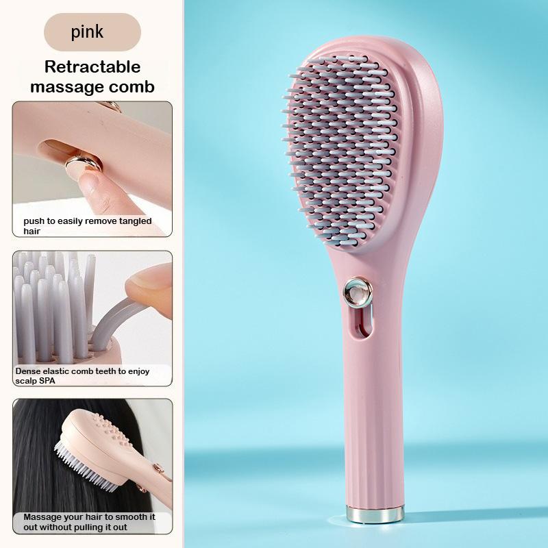

Portable Telescopic Combs Retractable Scalp Massage Brush Self-Cleaning Hair Combs Compact Magic Comb Women Salon Styling Tools розовый