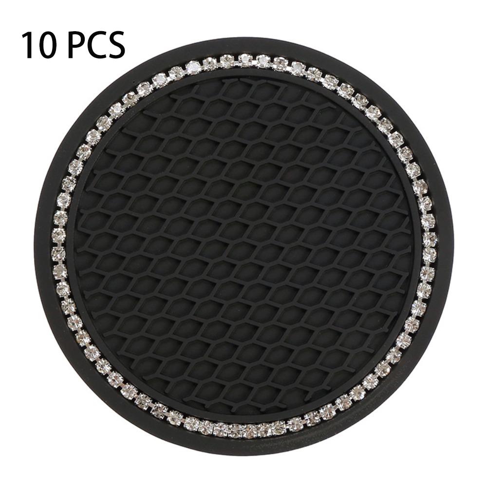 10 PCS Round Drink Pad Rhinestone Anti-slip Mat Universal Cup Holder  Automotive