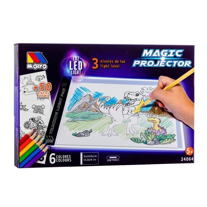 Tablette Lumineuse A4 - MOLTO - Magic Projector - Multicolor - Blanc - Pour Enfant