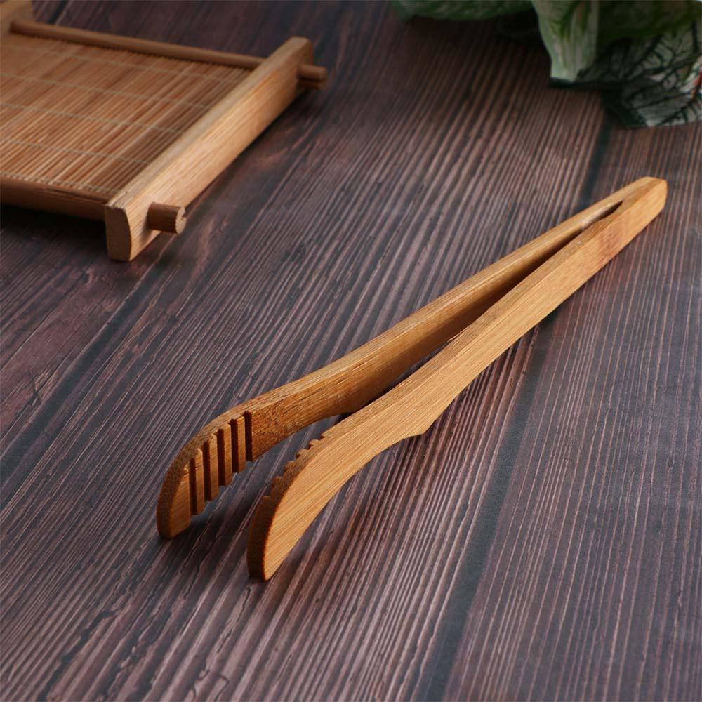 Cheese Bacon Kitchen Reusable Cooking Bamboo Toast Clip Tea Tweezer Food Tongs Gripper