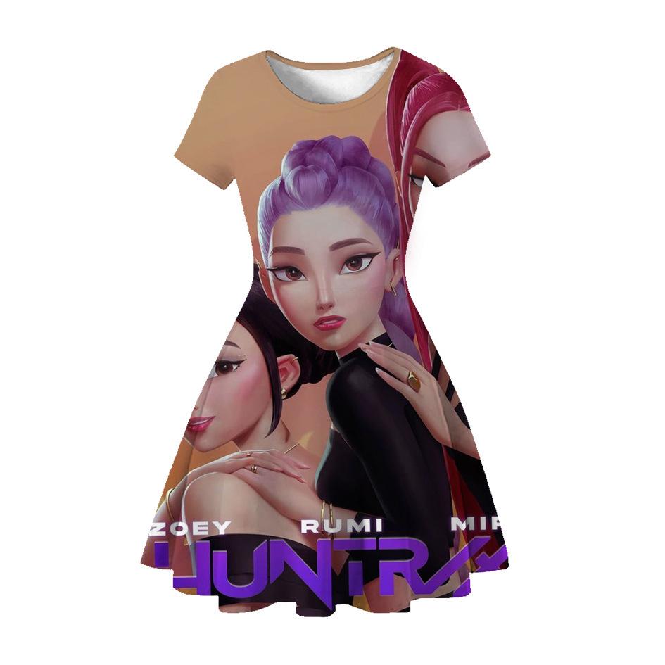 3D Printed K-POP Demon Hunter Princess Party Dress for Girls