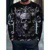 Men's Casual Autumn and Winter Printed Long-sleeved Crew Neck T-shirt, Suitable for Outdoor Work Casual Crew Neck T-shirt