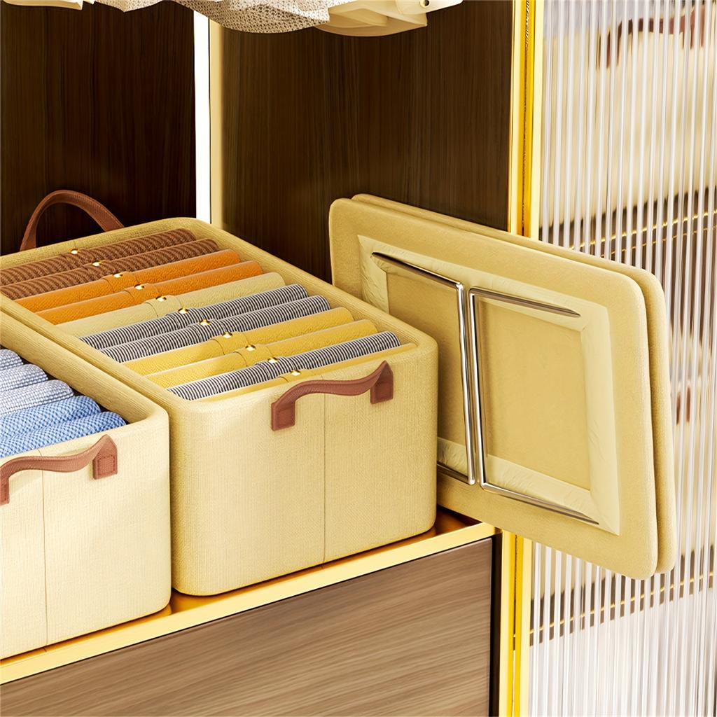 Space-Saving Folding Storage Box With Steel Frame 2 Handles Office Supplies,Quilt Organization Foldable Storage Drawers