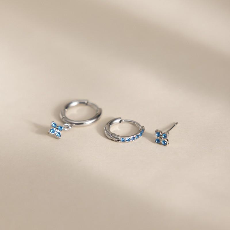 Sweet Geometric Clover Earrings Set Women Stainless Steel Hypoallergenic 18K Gold Plated Ear Studs