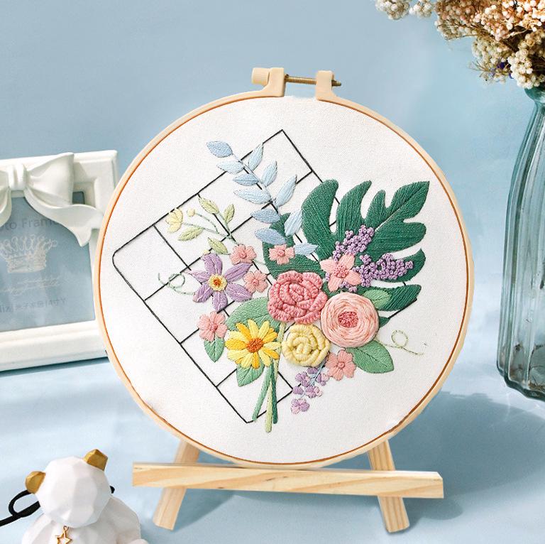 Beginner DIY Embroidery Kit: Su & Xiang Patterns Cross Stitch with French Techniques