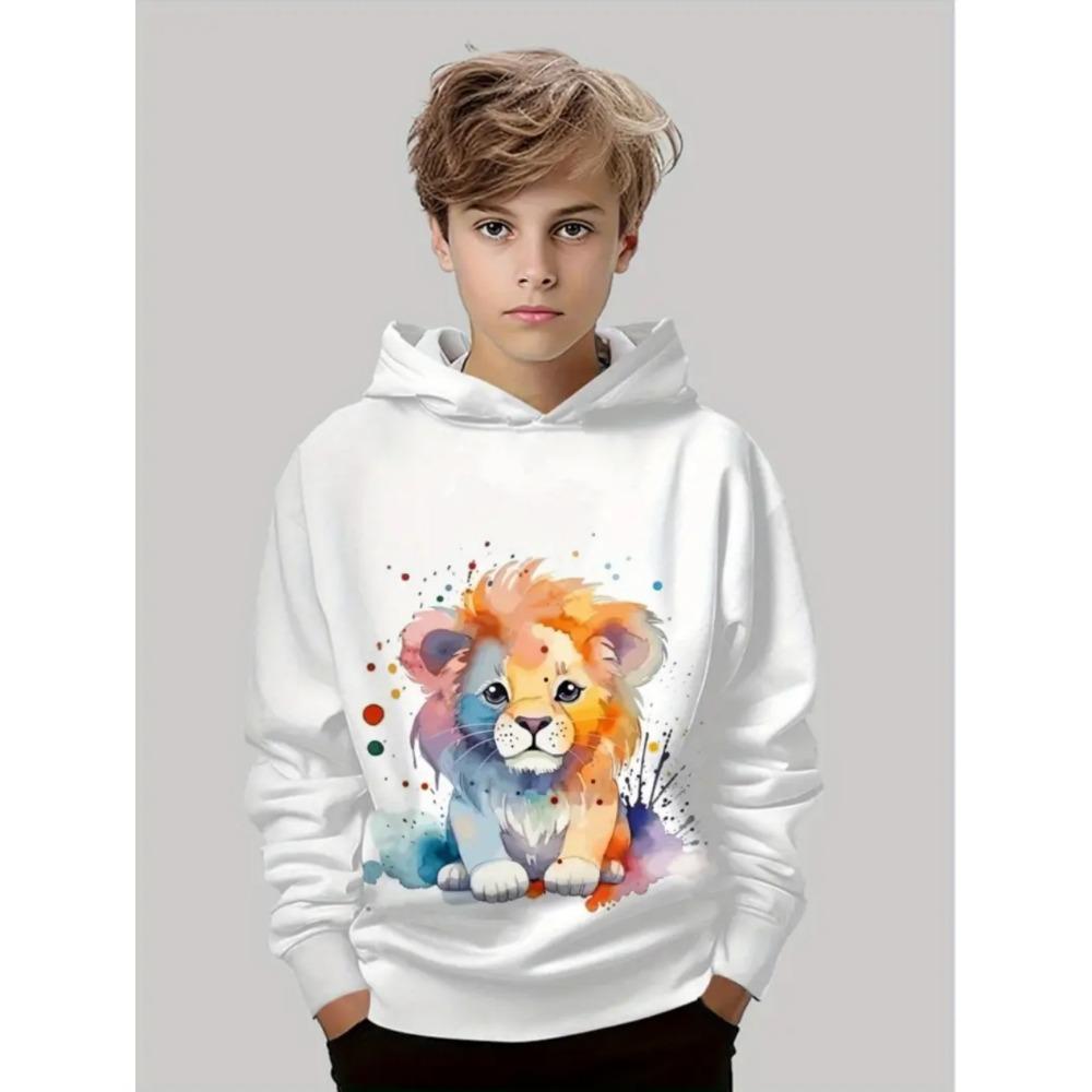 

Детская толстовка с капюшоном Дети-волки Крутой принт 3D Животные Топ Осенняя мода Пуловер Длинные рукава Толстовка Удобная детская одежда 100