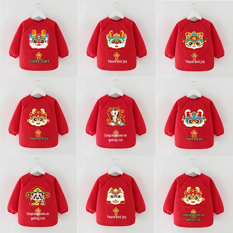 Waterproof Stain-Proof Baby Coveralls: Stylish Long Sleeve Infant Outerwear for Boys & Girls - Perfect for Autumn, Winter, and Chinese New Year.