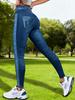 High-Waisted Faux Denim Butt-Lifting Yoga Pants - Women's Slimming Fitness Leggings, New European and American Style.