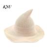Wide Brim Sun Hat Women Pointed Witch Hat, Foldable Knitted Cap, Halloween Masquerade Party Prop Cosplay for Autumn Winter, Themed Costume Accessory