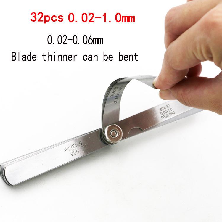 32-piece Set Stainless Steel High Accuracy Feeler Gauges Metric/imperial 0.02-1mm Gap Thickness Measurement Tool Wedge-shaped