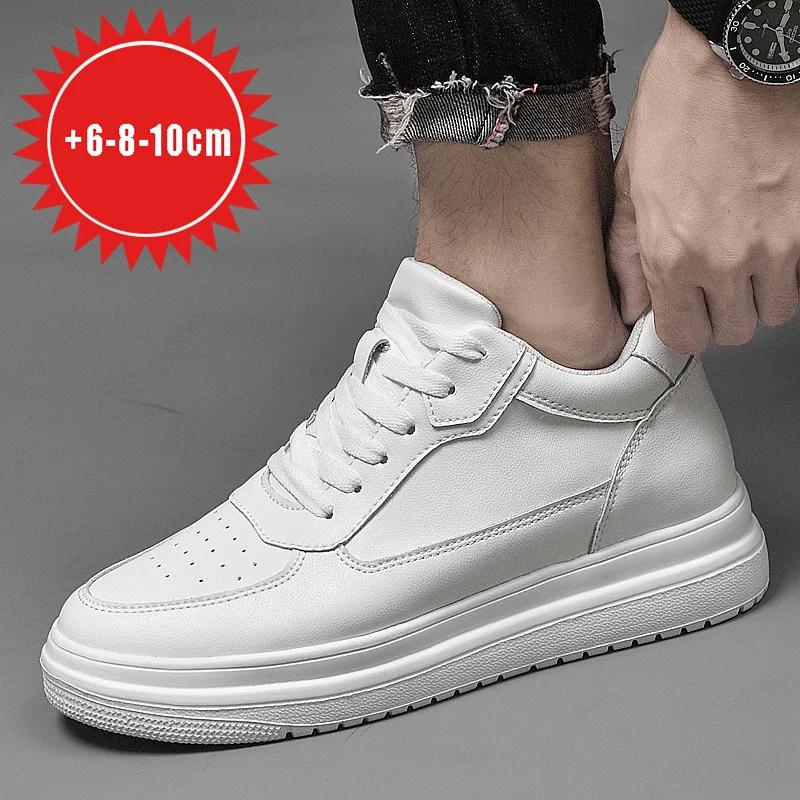 Scarpe con Rialzo in Vera Pelle Uomo Soletta Rialzante Invisibile 6 8 10cm Sneakers Rialzate Più Alte Scarpe in Pelle