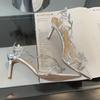 Fashion 2025 Summer Ladies High Heels Fashion Pointed Leaf Gold Silver High Heel Sandals Women Party Wedding Shoes Sandalias De Mujer