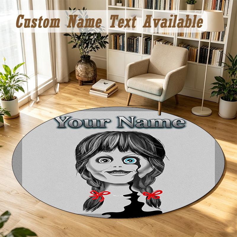 The Conjuring Annabelle Personalized Round Rug Support Custom Name, Soft Home Decor Mat