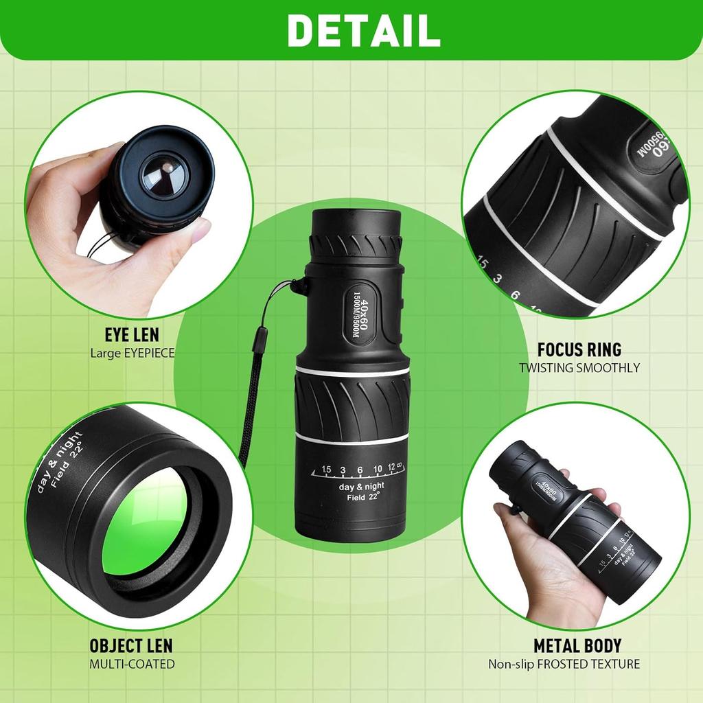 Powerful Long Range Portable Monocular Telescope 40x60 Hd Zoom Suitable For Sports Outdoor Camping Travel