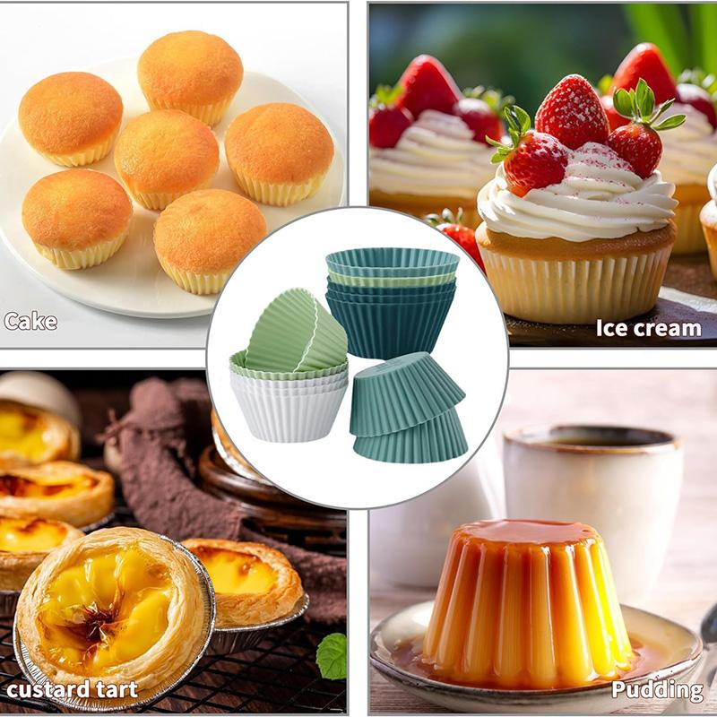 12 Packs Reusable Silicone Cupcake Liners Random Color Cupcake Baking Cups Multicolor Silicone Muffin Liners Kitchen Accessories