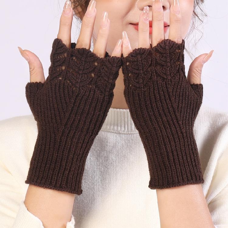 Winter Hand Gloves Soft Warm Gloves Stretchy Fingerless Mittens With Thumb Hole