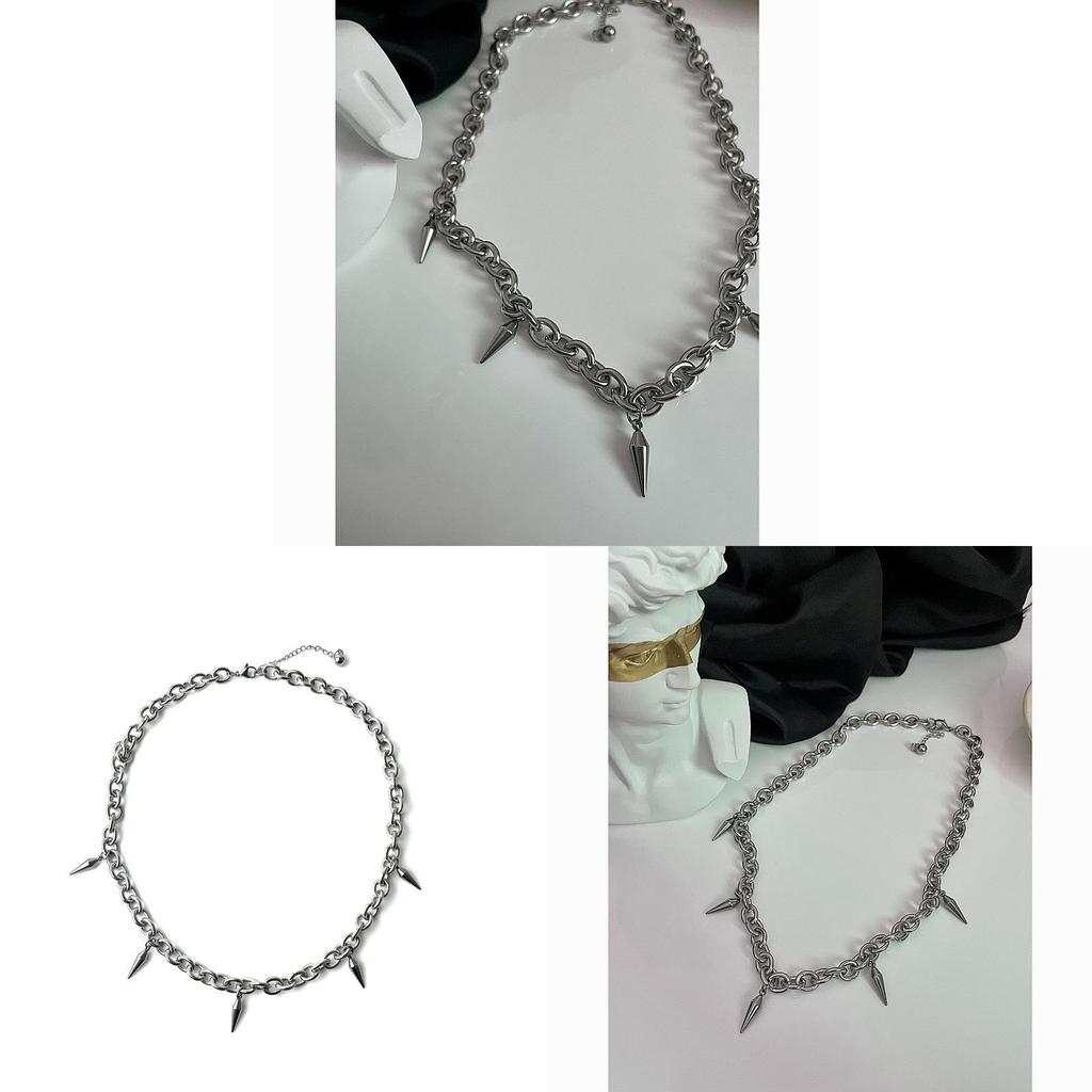 Titanium Steel Tassel Rivet Necklace For Men And Women Punk Style Geometric Design