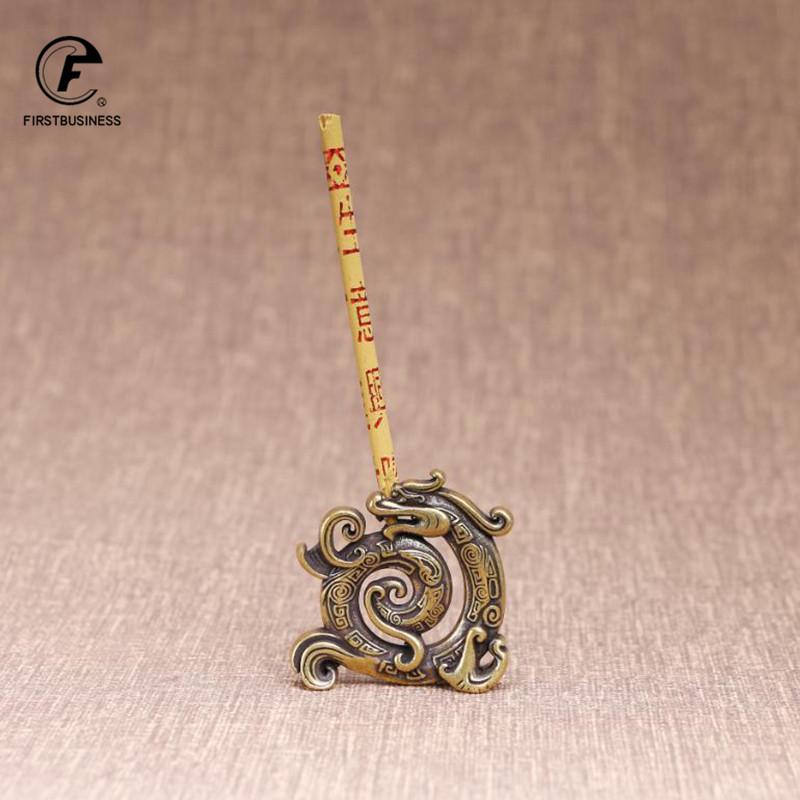 Solid Copper Incense Stick Holder Disc Dragon Small Ornaments Creative Vintage Brass Censer Home Decor Incenses Burner Keychains